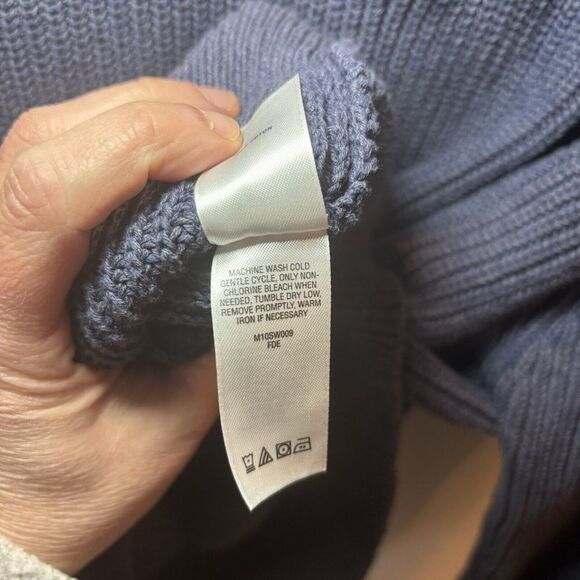 Cabela's Men's Sweater Size XLT Tall Navy‎ Blue Chunky Knit Quarter Button Heavy - Picture 7 of 11